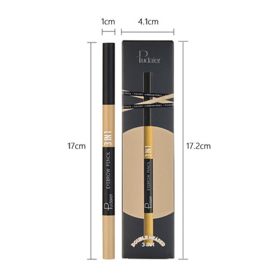 Three-in-one Double-headed Triangle Waterproof Eyebrow Pencil